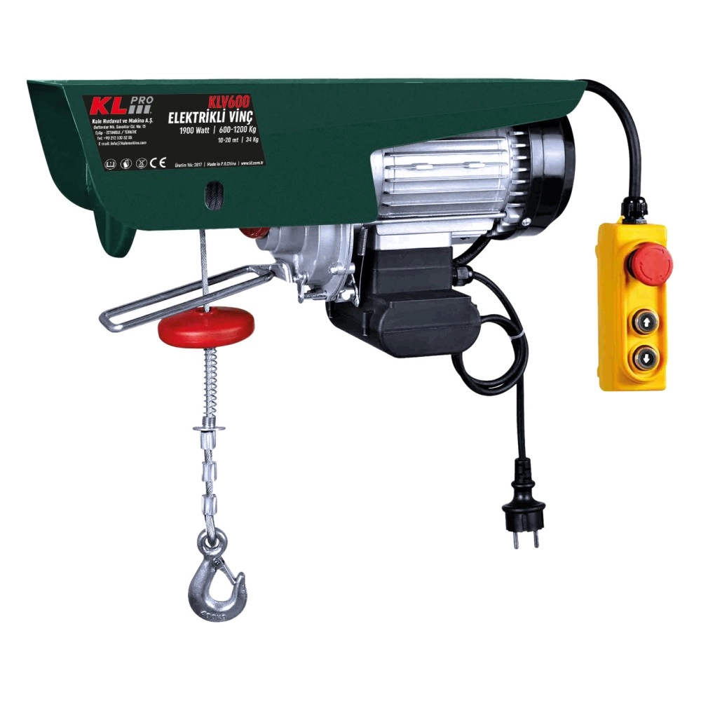 KLV600 1900 Watt / 600 - 1200 Kg / 10 -20 Metre Elektrikli Vinç
